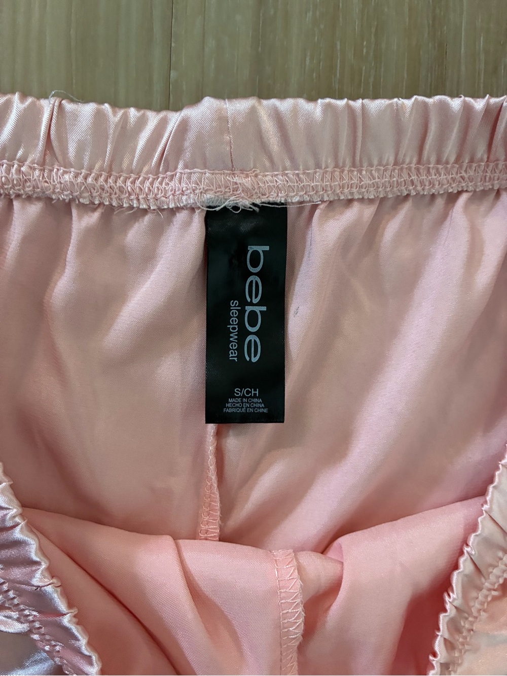 bebe Pink Satin Short Pajama Set with Black Trim - Picture 6 of 8